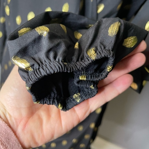 Black & Gold Polka Dot Wrap Dress 1X – Long Sleeve Party Dress Red Dot Boutique - Picture 6 of 13